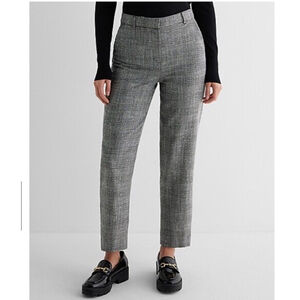 NWT Express Editor Straight Ankle High Rise Plaid Pants Size:4 Lined Sequins $98